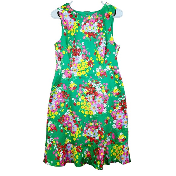 Preppy Green Floral Sleeveless Sundress • Size 6 • Colorful Midi Sundress - Picture 15 of 15